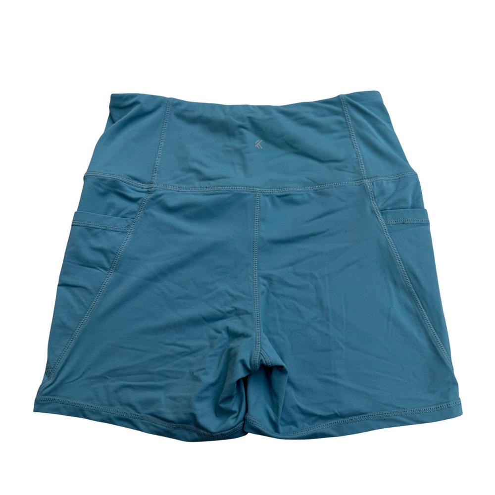 Kyodan Biker Shorts High Rise Pockets Teal Blue Athleisure Gym Clean Girl Yoga S